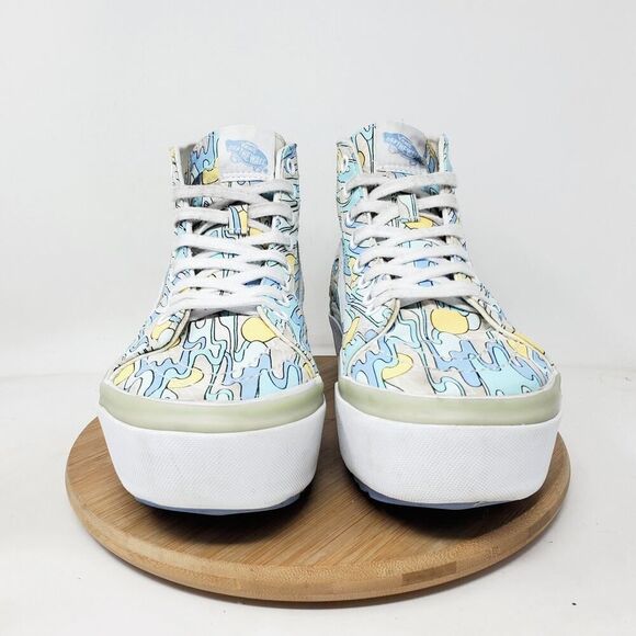 Vans Sk8-Hi Stackform Shoe Women 7.5 Blue Yellow Change Platform Tapered Sneaker - Picture 3 of 13